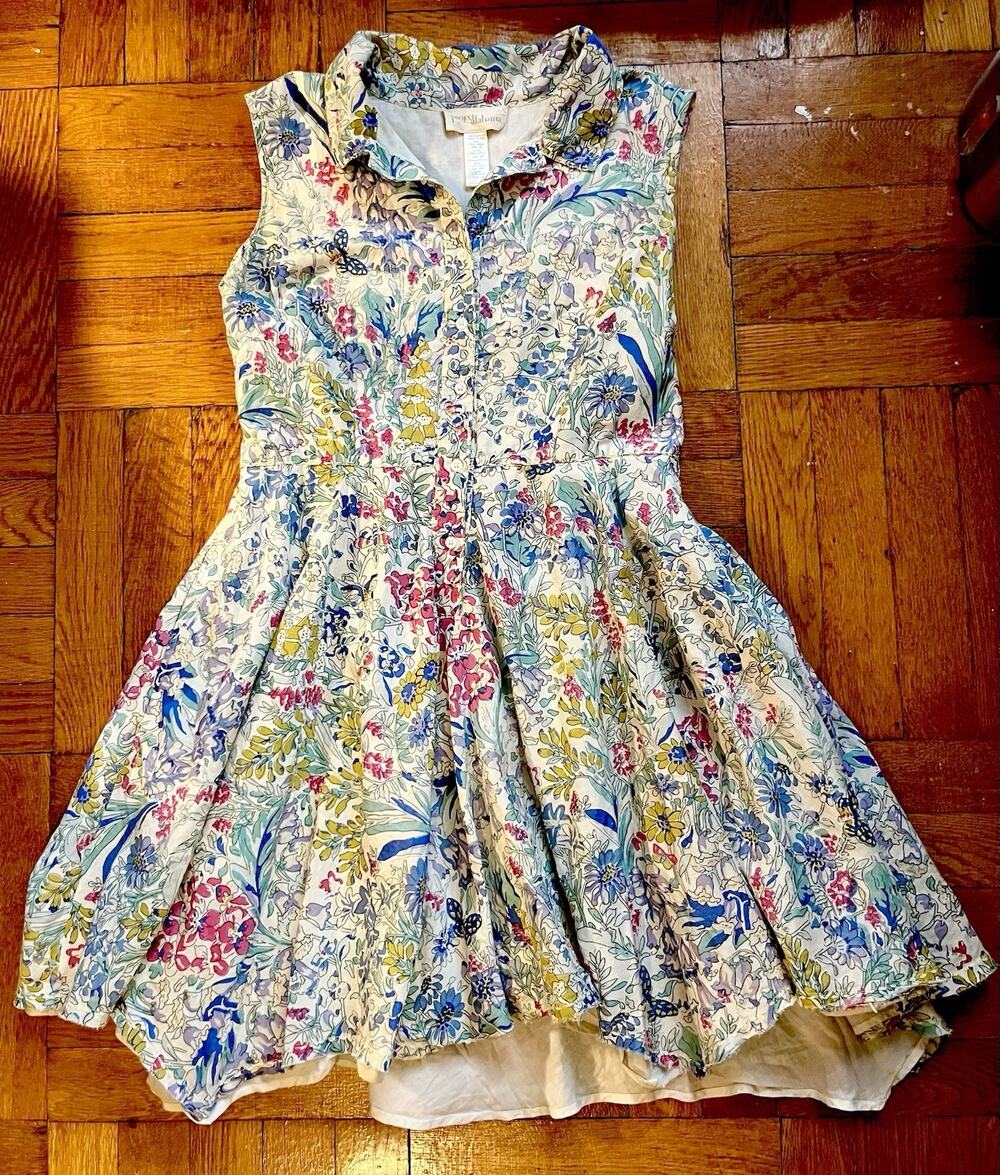 Project Alabama 6P Dainty Floral Silk Blend Fit Flare Dress Southern Cottagecore